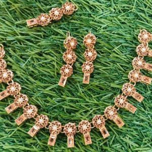Glamorous Unique Design Zircon Gold Style Necklace Set for Girls/Women In Differnt Color