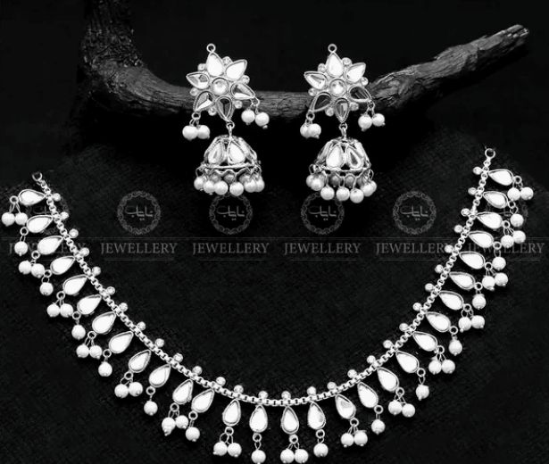 Bahawalpur New Guljaan Kundan Mirror Chokar Jewellery Set