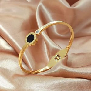 Fashion gold silver stainless steel Roman numeral gold Style bangles 1k women bracelet For Girls