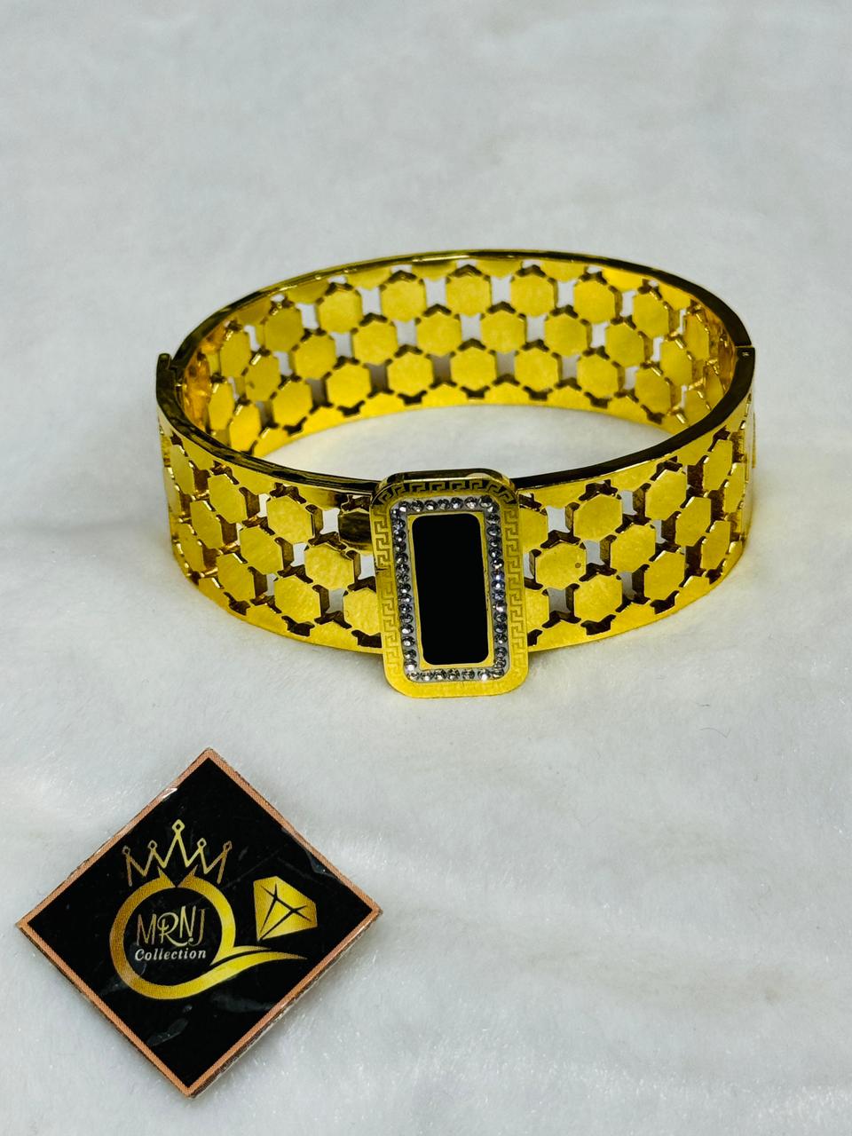 Vintage Stainless Steel Rhinestones Bracelet Bangle Fashion Multiple Row Geometric Polygon Bracelet Wristband Waterproof Bangle