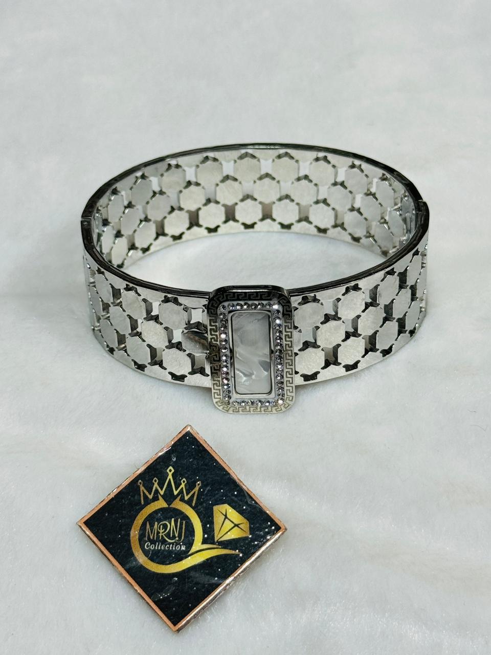 Vintage Stainless Steel Rhinestones Bracelet Bangle Fashion Multiple Row Geometric Polygon Bracelet Wristband Waterproof Bangle - Image 2