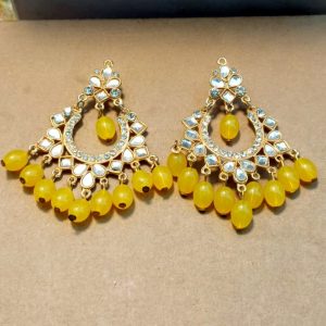Hand made New Elegant Polki Style Gold Casting kundun chand bali