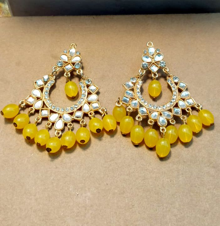 Hand made New Elegant Polki Style Gold Casting kundun chand bali