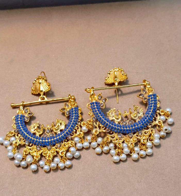 New Casting Prinda Bali HALF CUT PEACOCK EARRINGS For Girls&Women