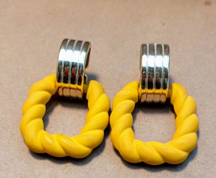 New Unique Geometry Earring Yellow + Pista + Pink + Red Matte Square Earrings