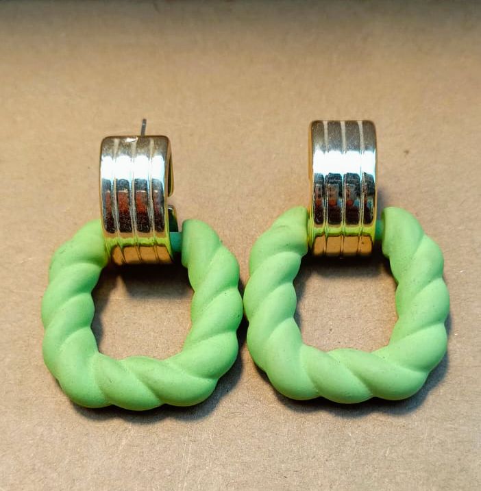 New Unique Geometry Earring Yellow + Pista + Pink + Red Matte Square Earrings