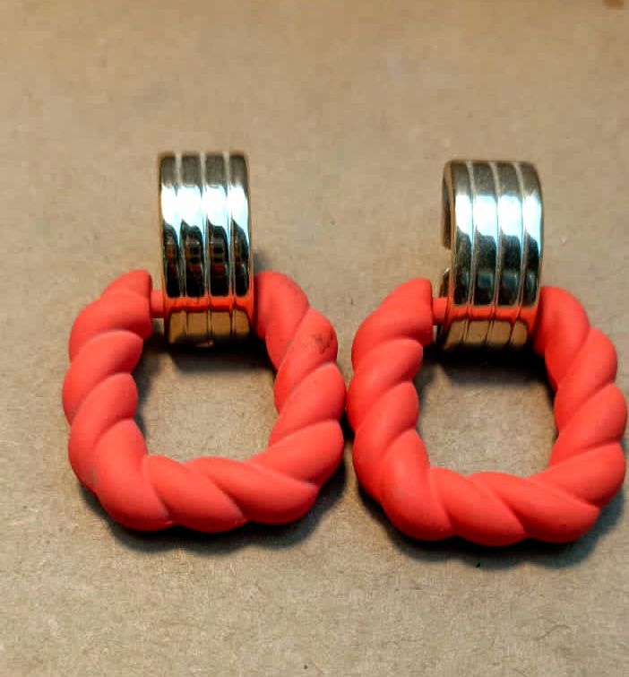 New Unique Geometry Earring Yellow + Pista + Pink + Red Matte Square Earrings