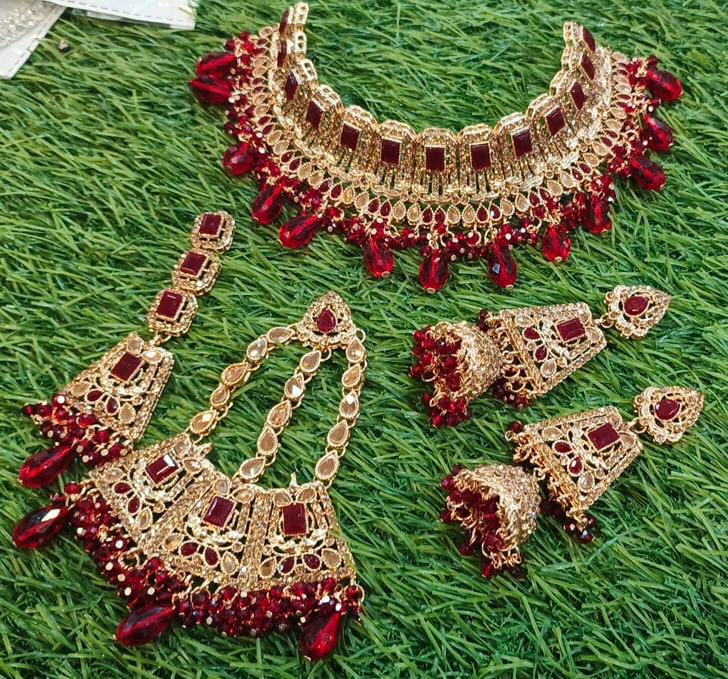 New Embellished mehroon Bridal collor Sets