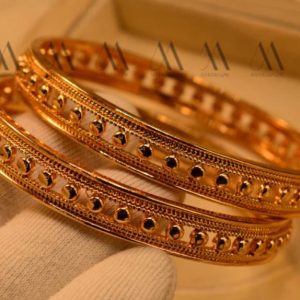 New Embellished Gold Style 3D Bangle pair