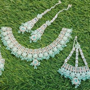 American Diamond Beautiful Zircon Necklace Set with Precious Stone