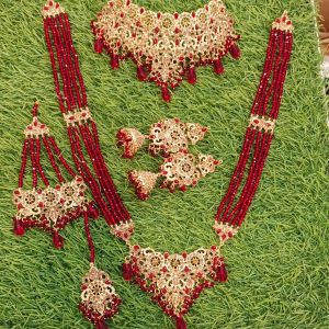 Beautiful Elegant Rani Bridal Collar Set with Jhoomar + Tikka + Earring