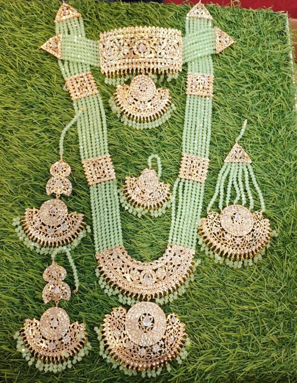Bridal Rani Haar Chillai Jewelry Set with Earring + Chokar + Bindi & Jhummar