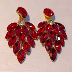 Red Beautiful Leaf Crystal Earring